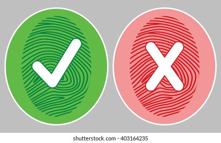 Color Fingerprint. "YES / NO". Vector illustration.