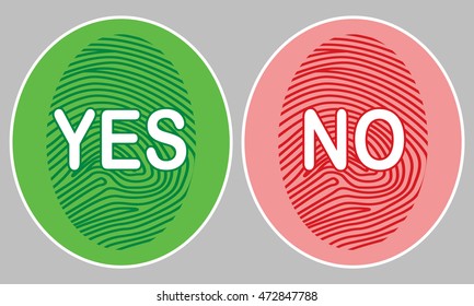 Color Fingerprint. "YES / NO". Vector illustration.