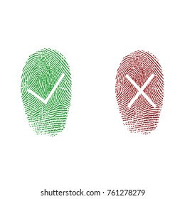 Color Fingerprint. "YES / NO". Vector illustration.
