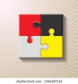 color finished jigsaw puzzle. Blank simple editable symbolic background.