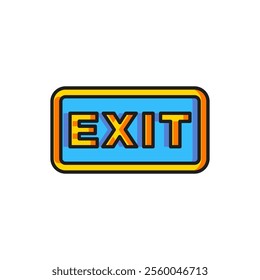 Color Fire exit icon isolated on white background. Fire emergency icon. Flat filled outline style with shadow. Vector