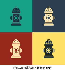 Color Fire hydrant icon isolated on color background. Vintage style drawing. Vector Illustration
