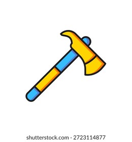 Color Firefighter axe icon isolated on white background. Fire axe. Flat filled outline style with shadow. Vector