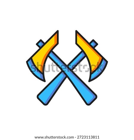 Color Firefighter axe icon isolated on white background. Fire axe. Flat filled outline style with shadow. Vector
