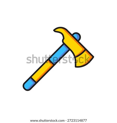 Color Firefighter axe icon isolated on white background. Fire axe. Flat filled outline style with shadow. Vector