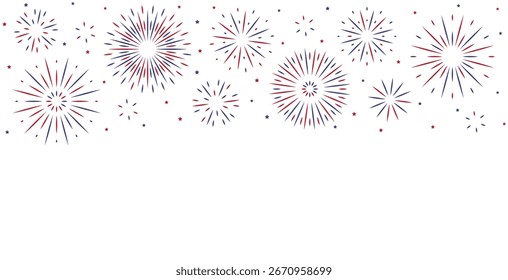 Farbiges Feuerwerk Hintergrund für Feier Banner Plakatkarte. Kopiert Speicherplatz. Neujahr, Independence Memory Patriot Tag USA