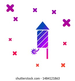 Color Firework rocket icon isolated on white background. Concept of fun party. Explosive pyrotechnic symbol. Gradient random dynamic shapes. Vector Illustration