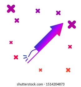 Color Firework rocket icon isolated on white background. Concept of fun party. Explosive pyrotechnic symbol. Gradient random dynamic shapes. Vector Illustration
