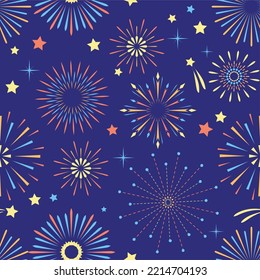 Color firework wrapping. Spectacular geometric fireworks sky pattern design paper package textile, japanese or usa festive firecracker carnival, vector illustration of celebration festival firecracker