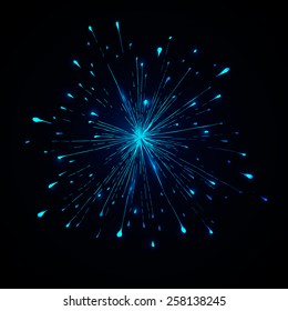 Color fireworks hand drawn vector for logo, identity on dark blue background, design template for Corporate, Media, Technology style.