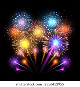 Color fireworks light. Festival event sparkle show
