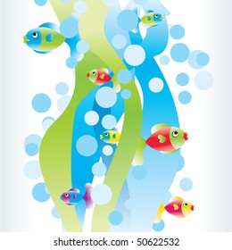 color fish bright waves vector