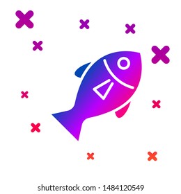 Color Fish icon isolated on white background. Gradient random dynamic shapes. Vector Illustration