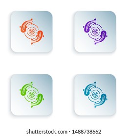 Color Fish icon isolated on white background. Set icons in colorful square buttons. Vector Illustration