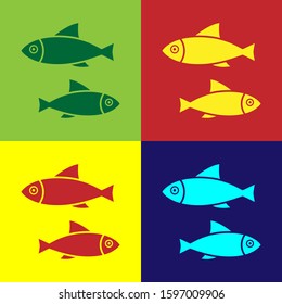 Color Fish icon isolated on color background.  Vector Illustration