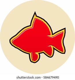 Color fish icon isolated on beige background. Vector illustration.