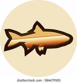 Color fish icon isolated on beige background. Vector illustration.