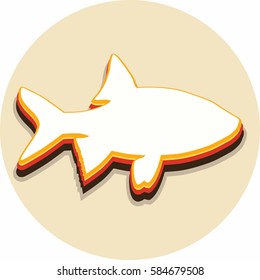 Color fish icon isolated on beige background. Vector illustration.