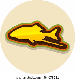 Color fish icon isolated on beige background. Vector illustration.