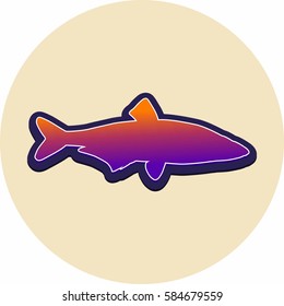 Color fish icon isolated on beige background. Vector illustration.
