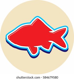 Color fish icon isolated on beige background. Vector illustration.