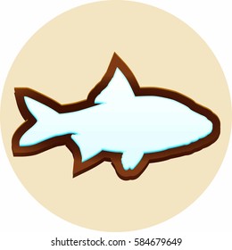 Color fish icon isolated on beige background. Vector illustration.