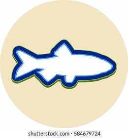 Color fish icon isolated on beige background. Vector illustration.