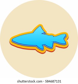 Color fish icon isolated on beige background. Vector illustration.