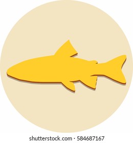Color fish icon isolated on beige background. Vector illustration.