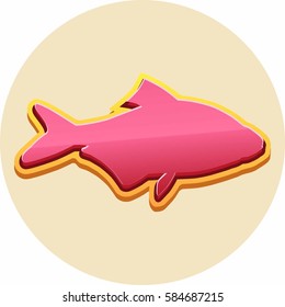 Color fish icon isolated on beige background. Vector illustration.