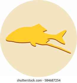 Color fish icon isolated on beige background. Vector illustration.