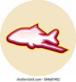 Color fish icon isolated on beige background. Vector illustration.