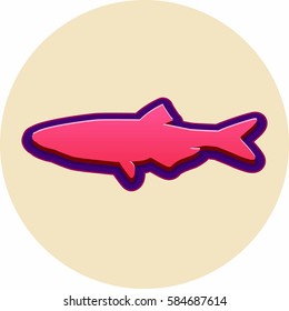 Color fish icon isolated on beige background. Vector illustration.