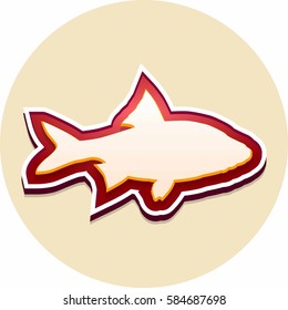 Color fish icon isolated on beige background. Vector illustration.