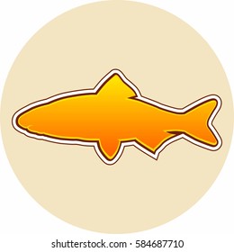 Color fish icon isolated on beige background. Vector illustration.