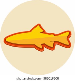 Color fish icon isolated on beige background. Vector illustration.