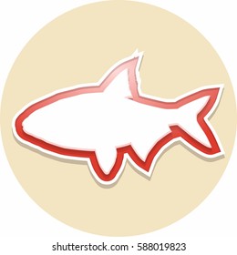 Color fish icon isolated on beige background. Vector illustration.