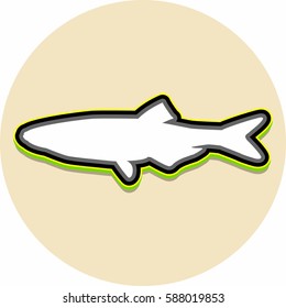 Color fish icon isolated on beige background. Vector illustration.