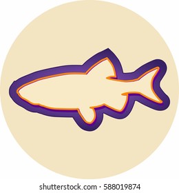 Color fish icon isolated on beige background. Vector illustration.