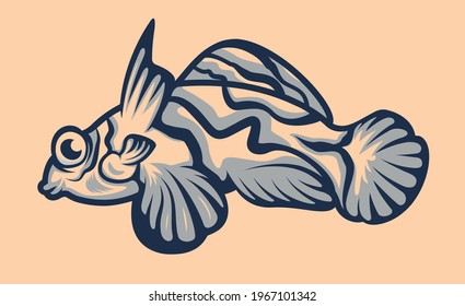 Color fish illustration vector on the white background. Perfect for stickers, coloring, design elements