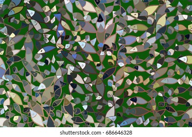 Color fish illustrations background, hand drawn. Vector graphic.