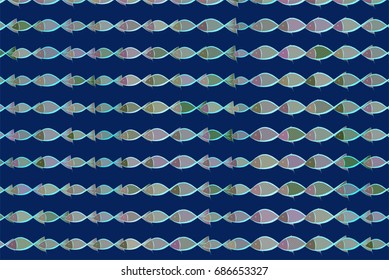 Color fish illustrations background, hand drawn. Vector graphic.