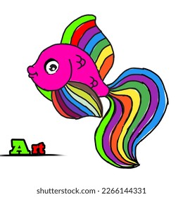 color fish like rainbow ornamental fish logo