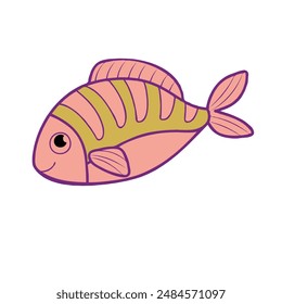 color fish  logo icon vector style with white background