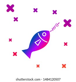 Color Fish on hook icon isolated on white background. Gradient random dynamic shapes. Vector Illustration