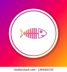 Color Fish skeleton line icon isolated on color background. Fish bone sign. Circle white button. Vector Illustration