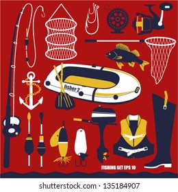 Color fishing icon set!