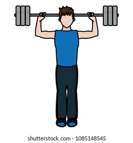 color fitness man lifting weights training