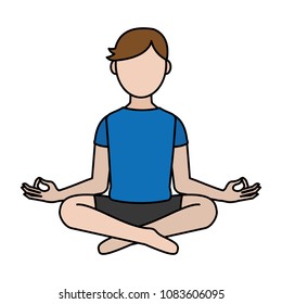 color fitness man sitting with yoga position