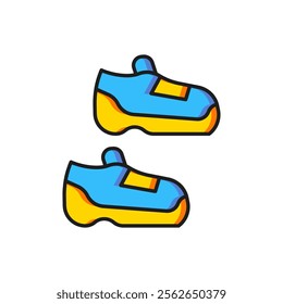 Color Fitness sneakers shoes for training, running icon isolated on white background. Sport shoes. Flat filled outline style with shadow. Vector